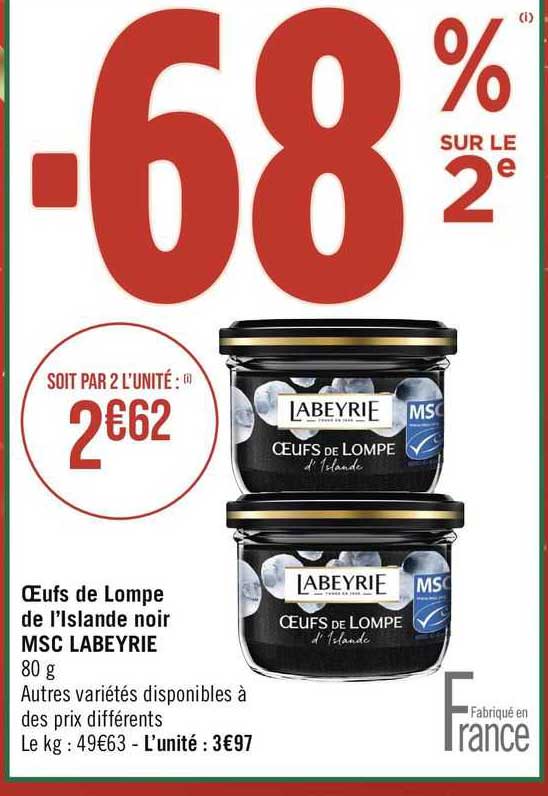œufs de lompe de l'islande noir msc labeyrie