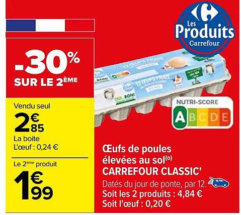 œufs de poules élevées au sol carrefour classic'