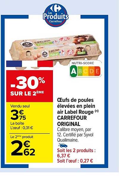 œufs de poules élevées en plein air label rouge carrefour original
