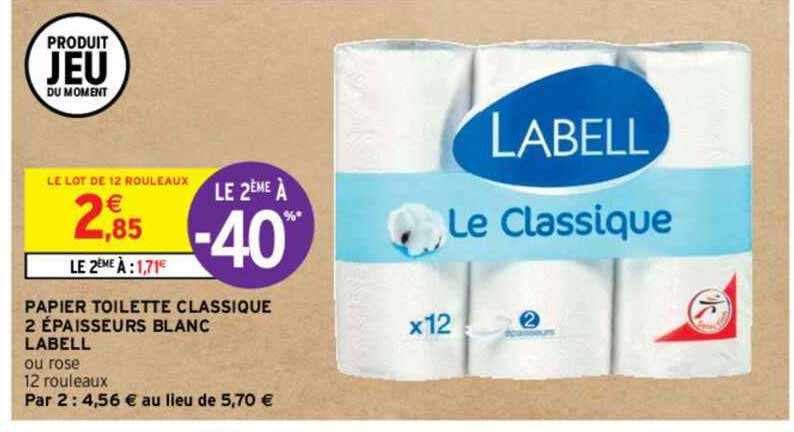 papier toilette classique 2 épaisseurs blanc labell