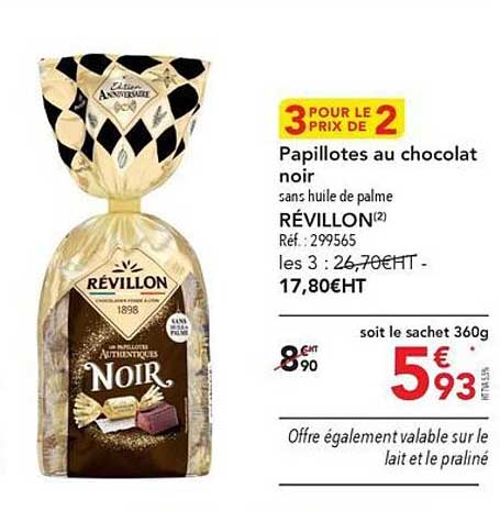 papillotes au chocolat noir sans huile de palme révillon