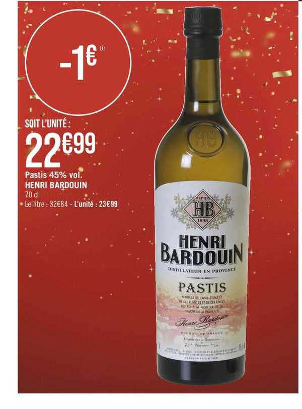 pastis 45% vol. henri bardouin