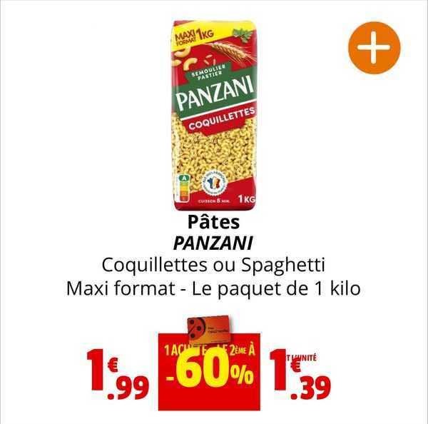 pâtes panzani coquillettes ou spaghetti maxi format