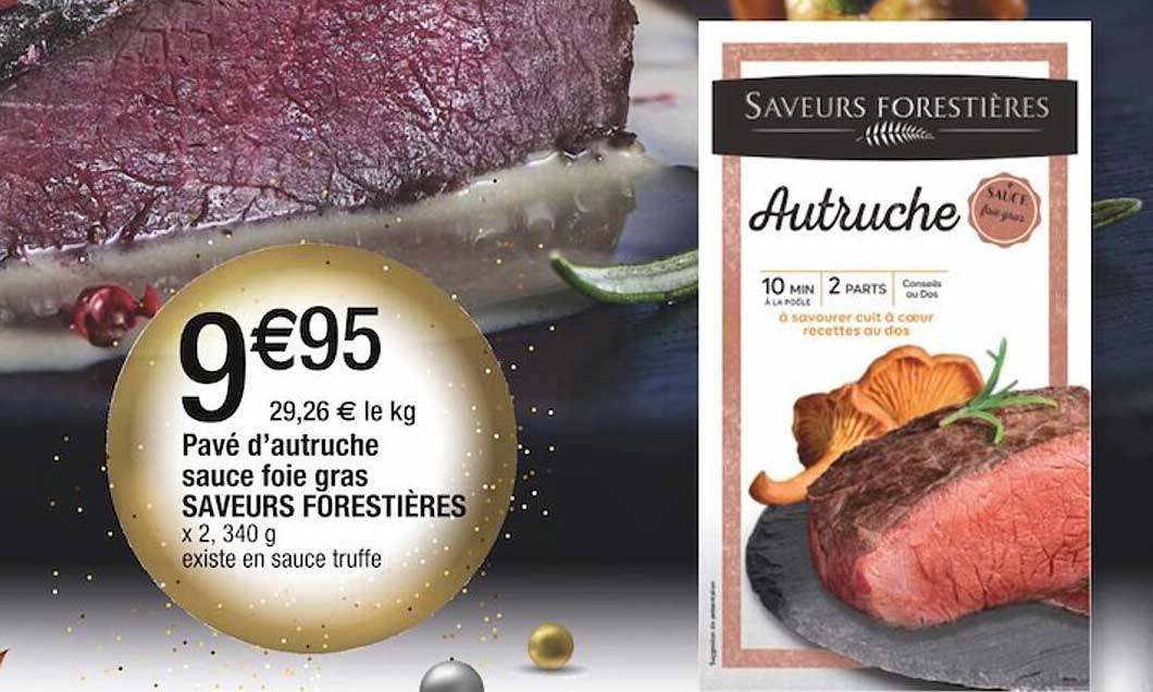 pavé d'autruche sauce foie gras saveurs forestières