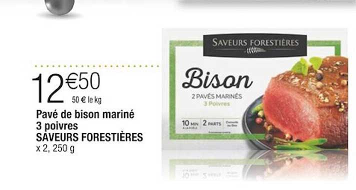 pavé de bison mariné 3 poivres saveurs forestières