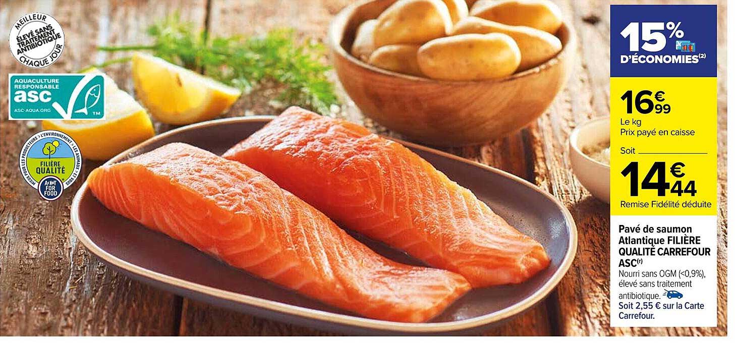 Pavé De Saumon Atlantique Filière Qualité Carrefour Asc