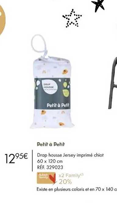 petit a petit drap housse jersey imprimé chiot 60 x 120 cm