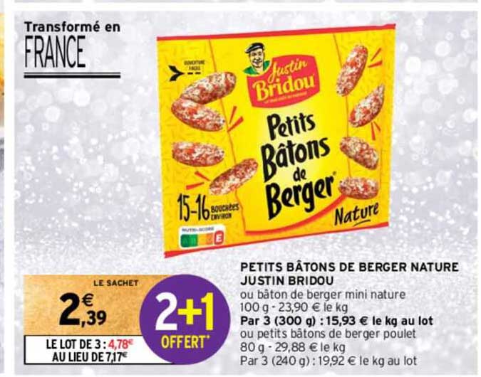 petits bâtons de berger nature justin bridou