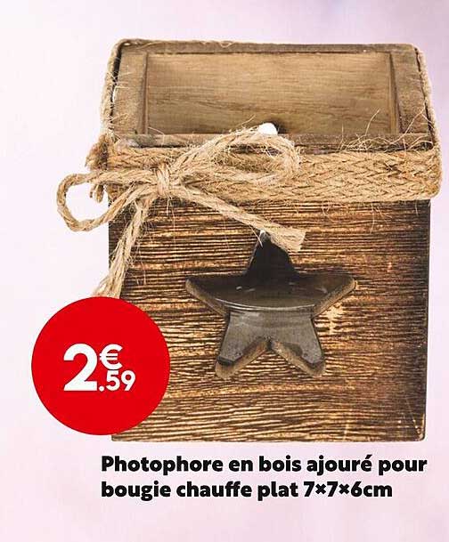 photophore en bois ajouré pour bougie chauffe plat 7 x 7 x 6 cm