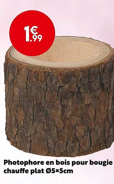 photophore en bois pour bougie chauffe plat ø 5 x 5 cm