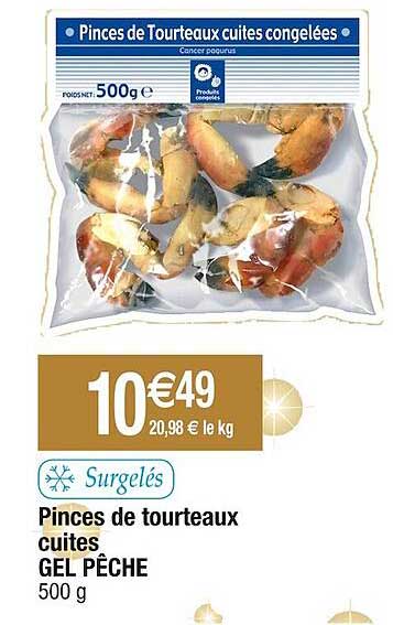pinces de tourteaux cuites gel pêche