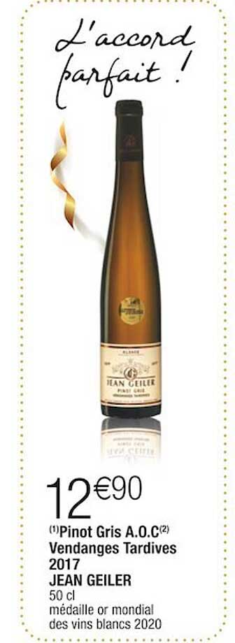 pinot gris a.o.c. vendanges tardives 2017 jean geiler