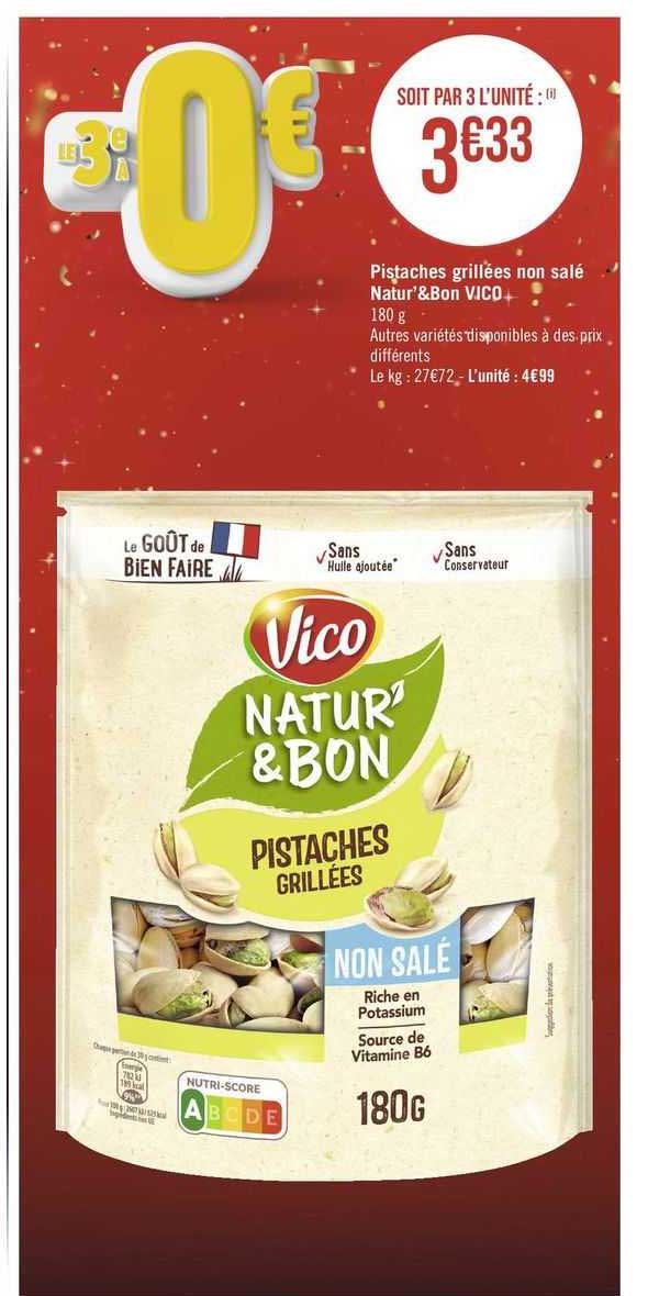 pistaches grillées non salés natur' & bon vico