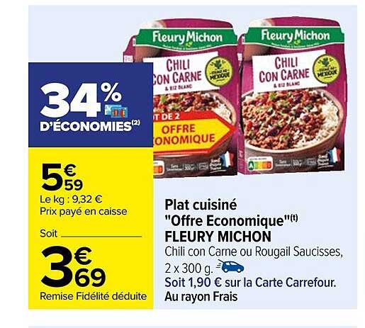 plat cuisiné "offre économique" fleury michon