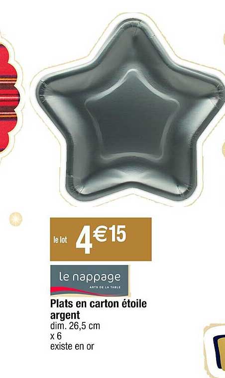 plats en carton étoile argent le nappage