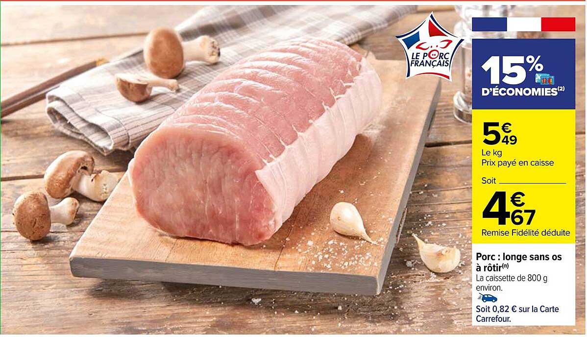 Porc : Longe Sans Os à Rôtir