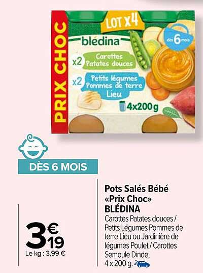 pots salés bébé «prix choc» blédina