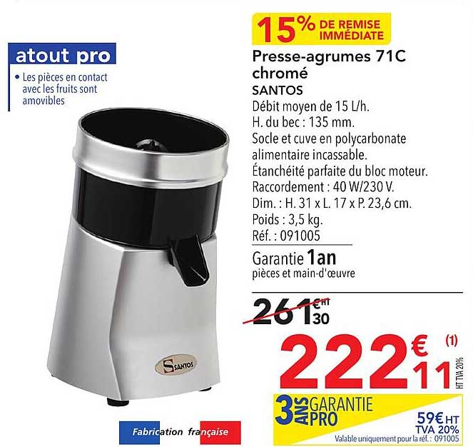 presse-agrumes 71c chromé santos