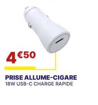 prise allume-cigare 18w usb-c charge rapide