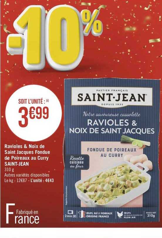 ravioles & noix de saint jacques fondue de poireaux au curry saint-jean