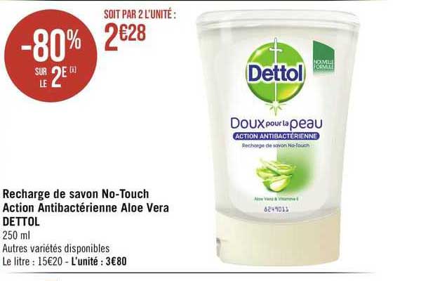 recharge de savon no-touch action antibactérienne aloé vera dettol