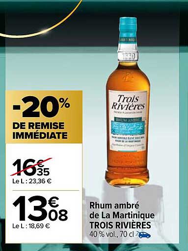 rhum ambré de la martinique trois rivières