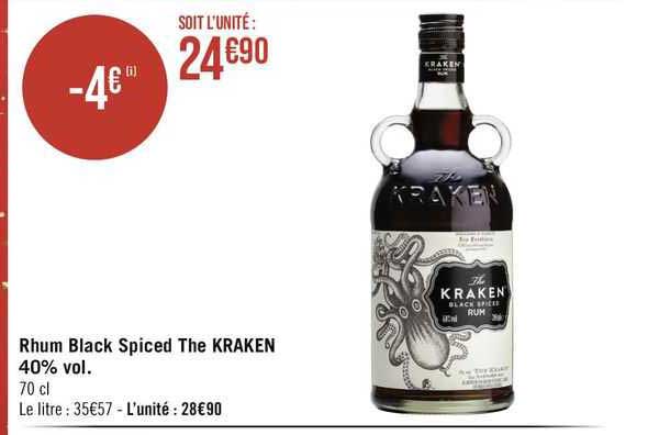 rhum black spiced the kraken 40% vol.