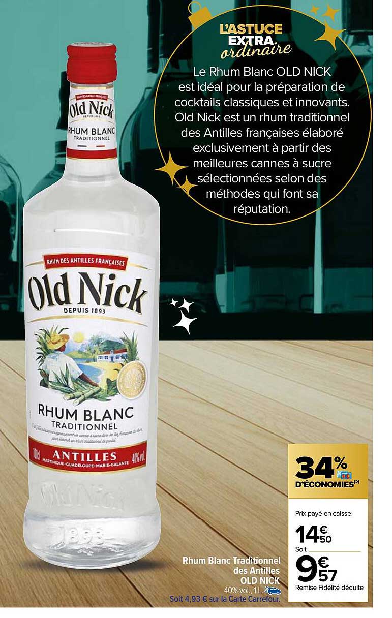 rhum blanc traditionnel des antilles old nick