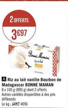 riz au lait vanille bourbon de madagascar bonne maman