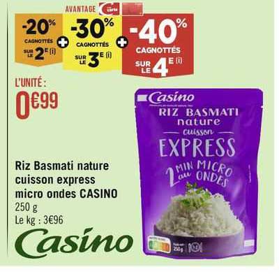 riz basmati nature cuisson express micro ondes casino