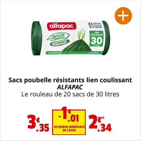 sacs poubelle résistants lien coulissant alfapac