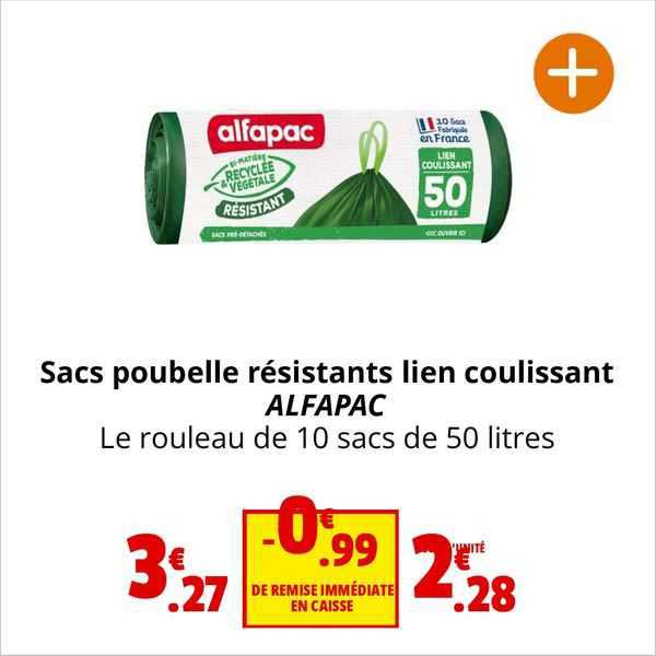 sacs poubelle résistants lien coulissant alfapac