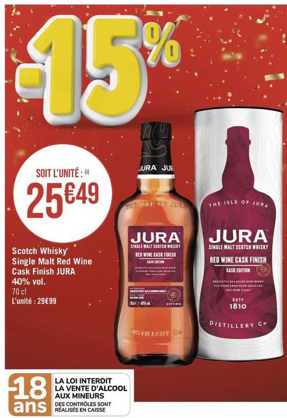 scotch whisky single malt red wine cask finish jura 40% vol.