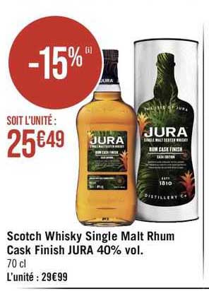 scotch whisky single malt rhum cask finish jura 40% vol.