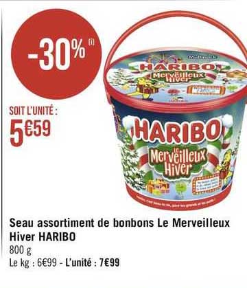 seau assortiment de bonbons le merveilleux hiver haribo