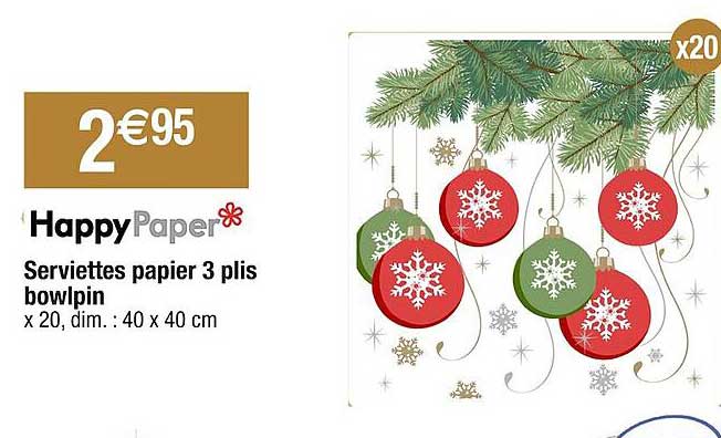 serviettes papier 3 plis bowlpin happy paper