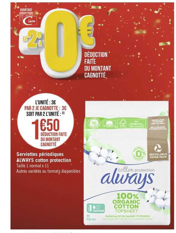 serviettes périodiques always cotton protection