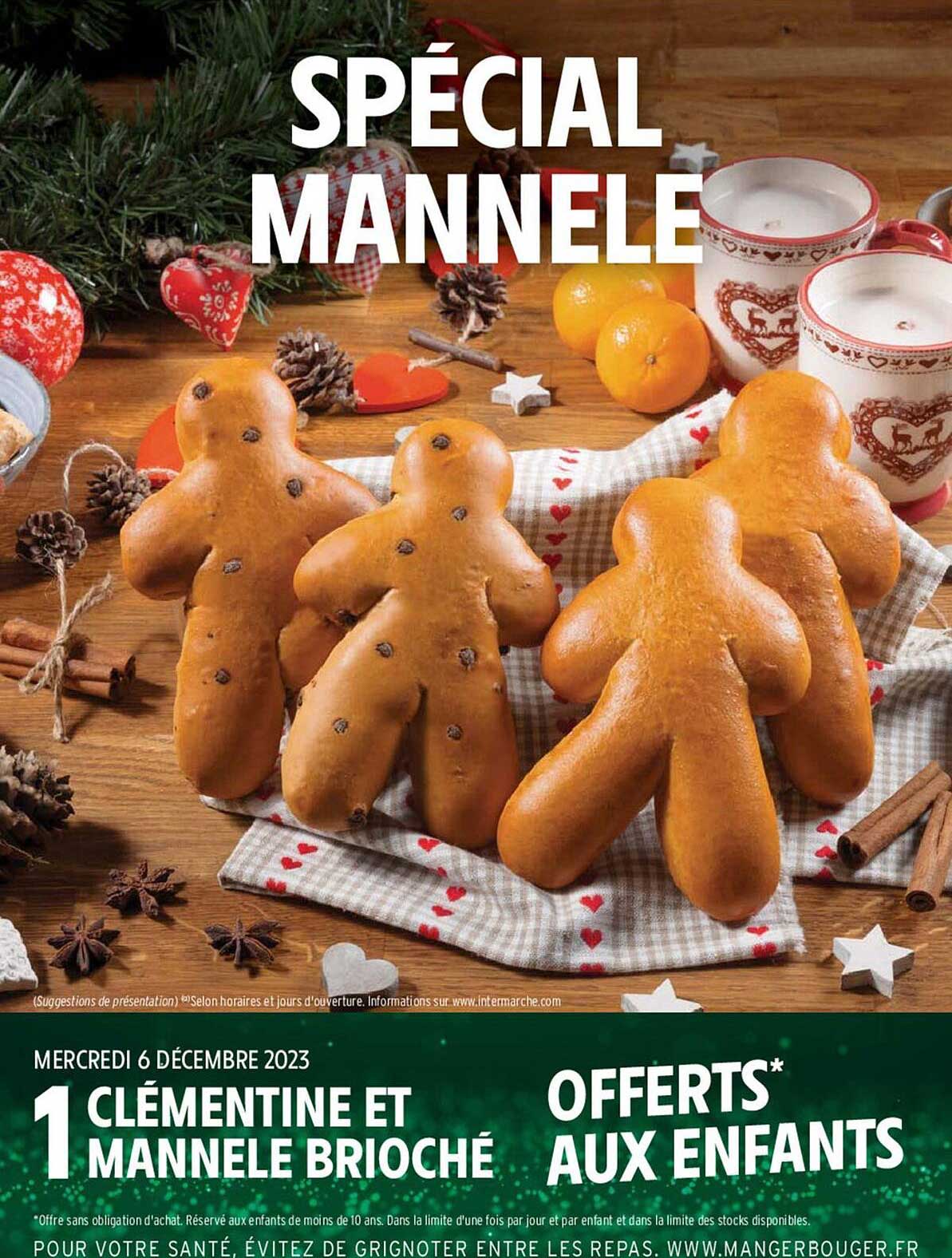 spécial mannele : 1 clémentine et mannele brioché offerts aux enfants