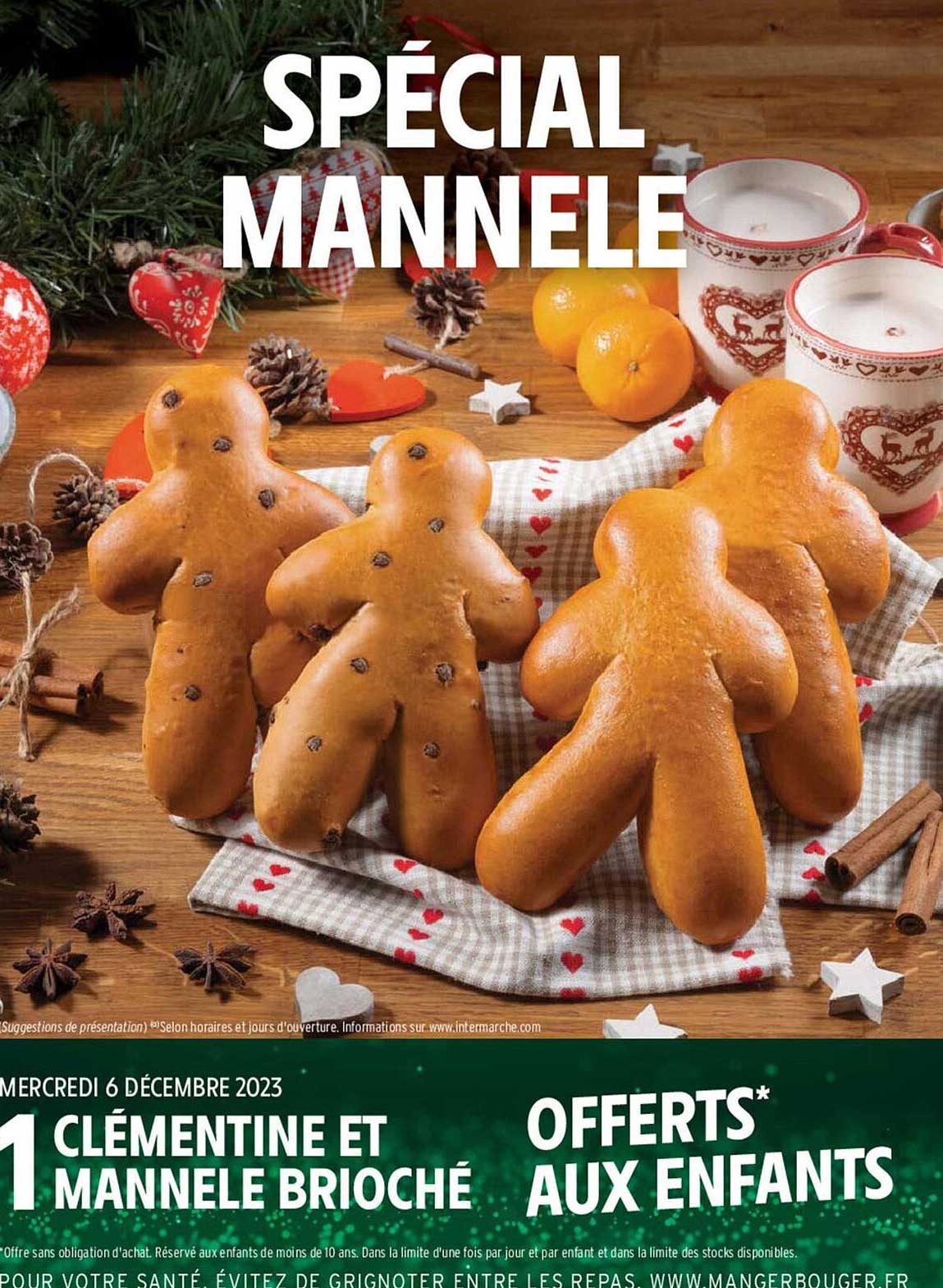 spécial mannele : 1 clémentine et mannele brioché offerts aux enfants