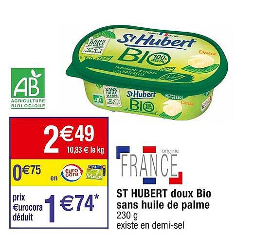 st hubert doux bio sans huile de palme