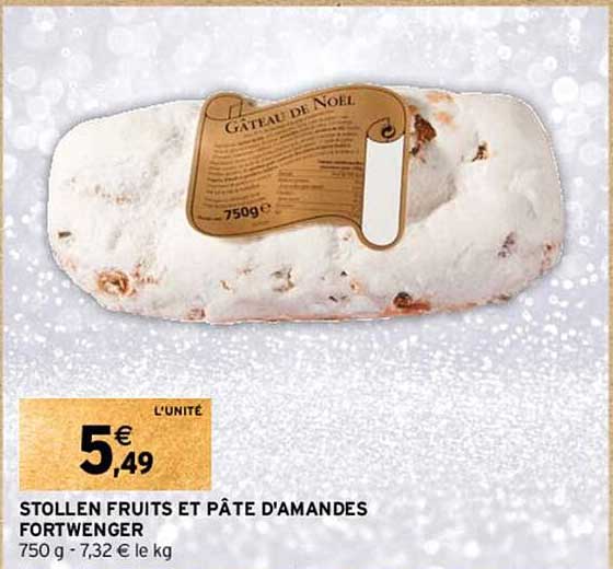 stollen fruits et pâte d'amandes fortwenger