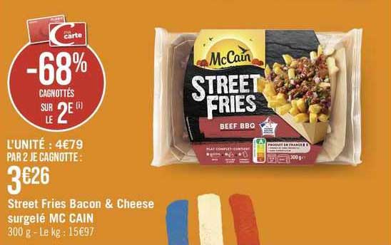 street fries bacon & cheese surgelé mc cain