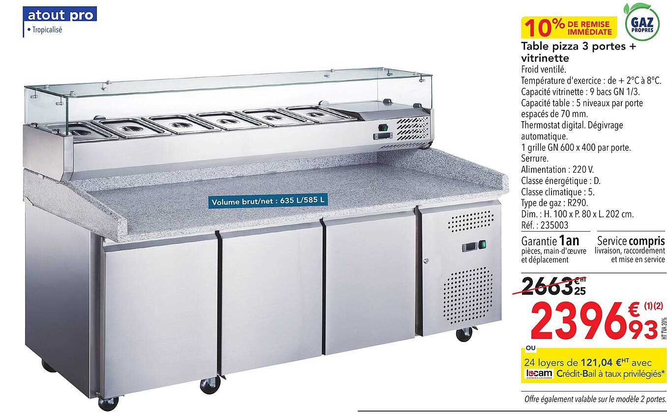 Table Pizza 3 Portes + Vitrinette