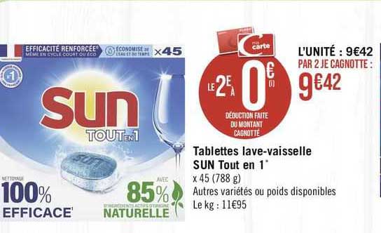 tablettes lave-vaisselle sun tout en 1