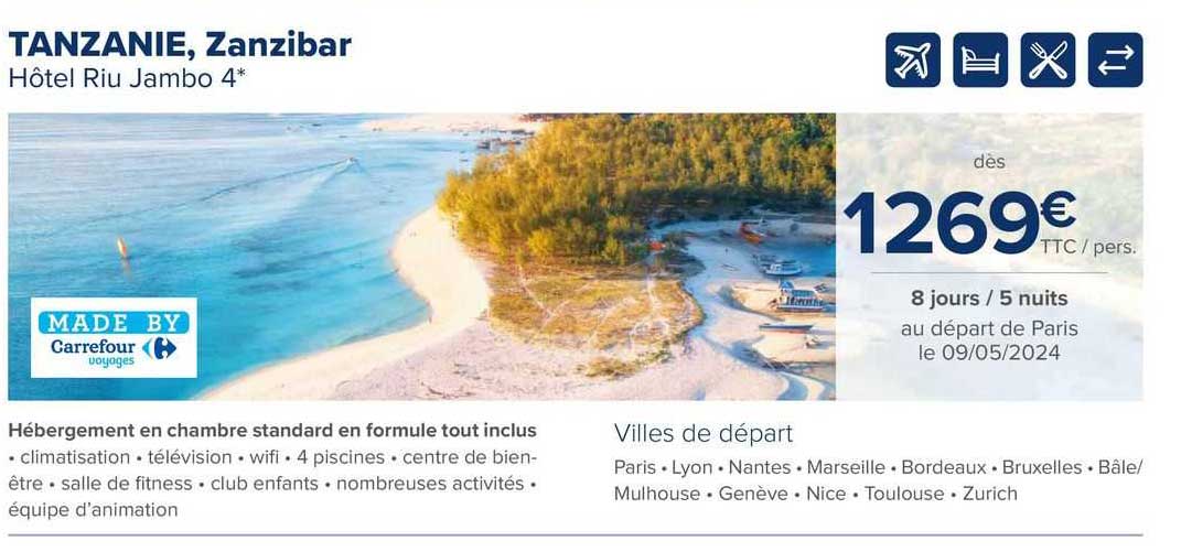 tanzanie, zanzibar hôtel riu jambo 4*