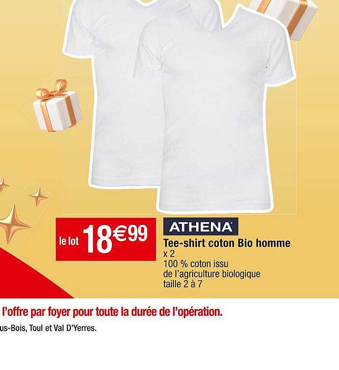 tee-shirt coton bio homme athena