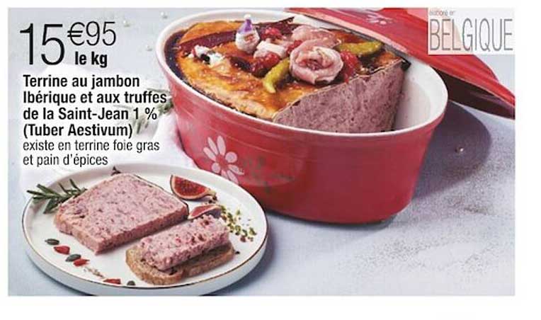 terrine au jambon ibérique et aux truffes de la saint-jean 1% (tuber aestivum)