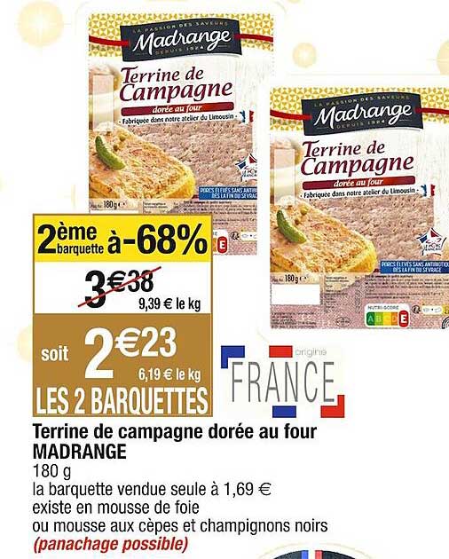 terrine de campagne dorée au four madrange