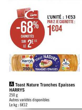 toast nature tranches épaisses harrys
