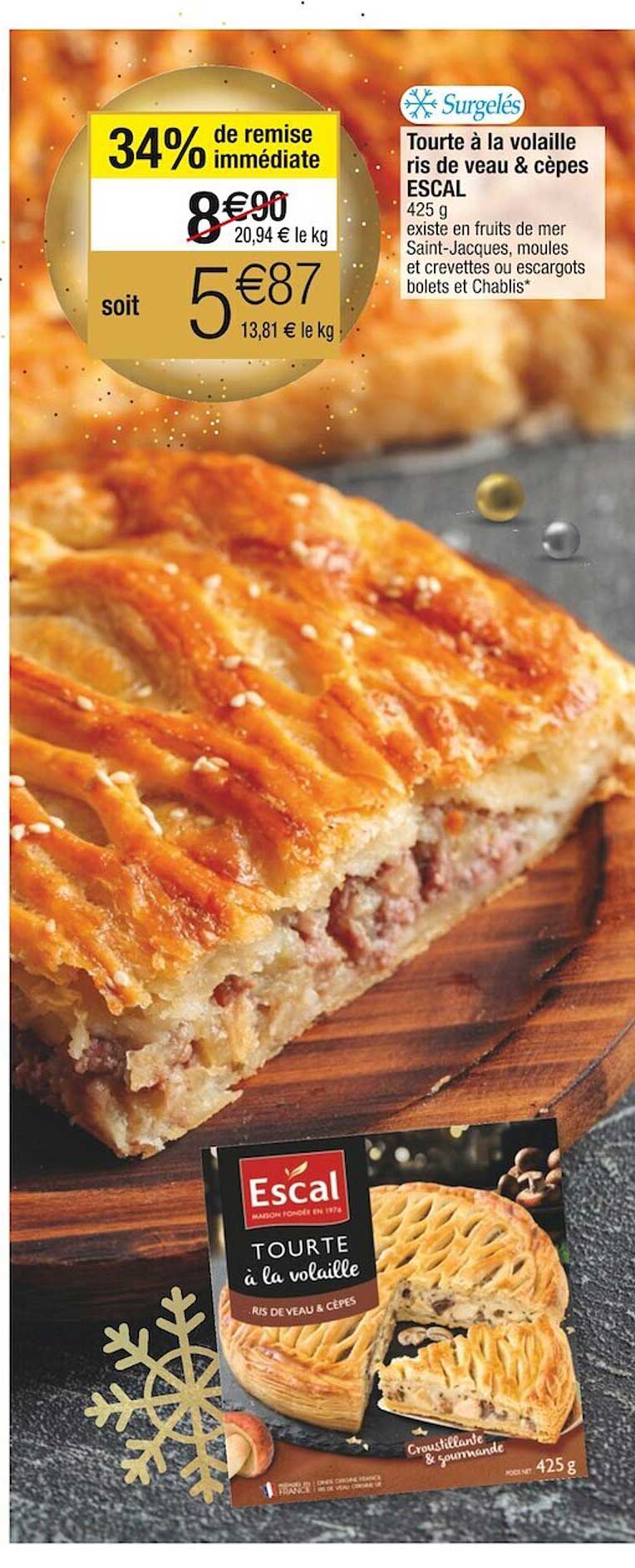 tourte à la volaille ris de veau & cèpes escal